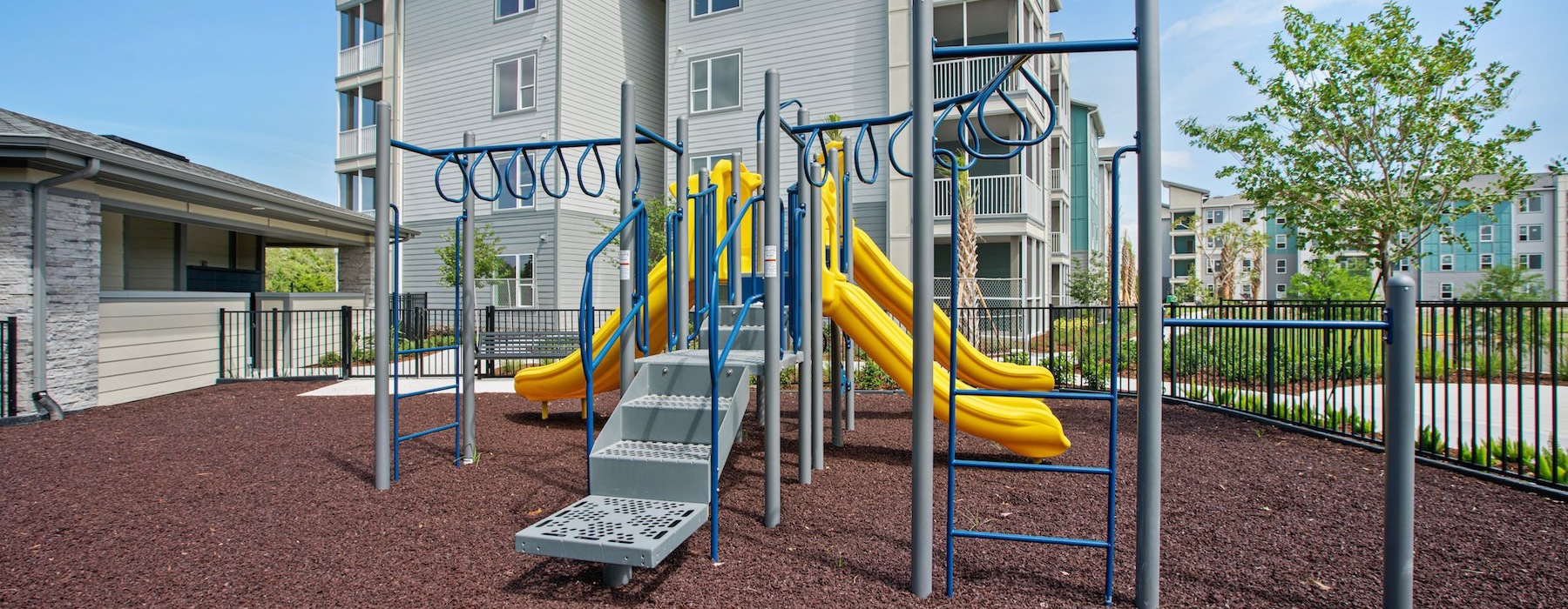 a playground with a slide