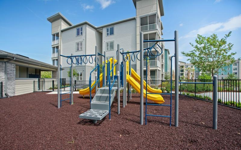 a playground with a slide
